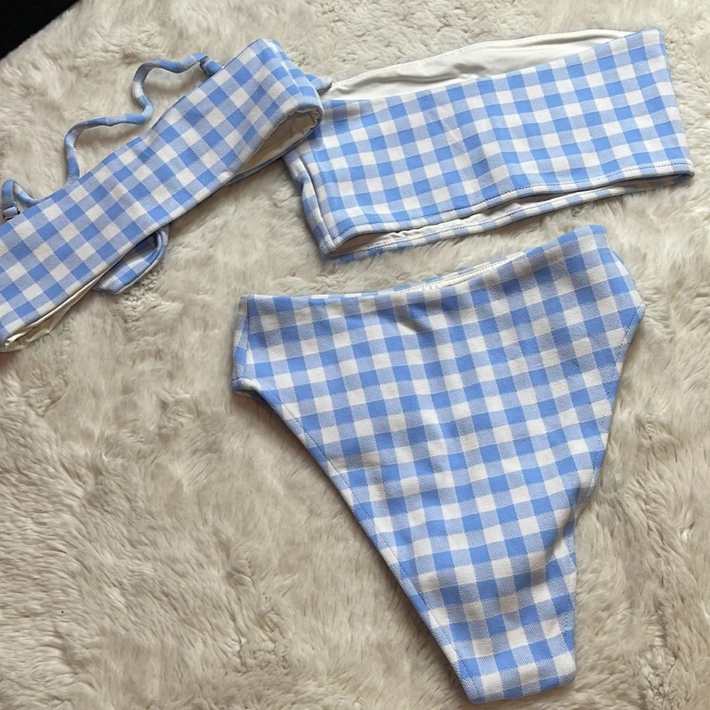 Frankie’s Bikinis Gingham 3 Piece Set - SIZE: XS